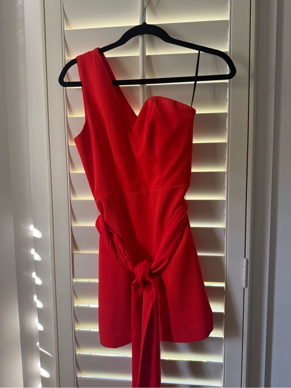 NBD Red One-Shoulder Tie-Front Mini Dress
